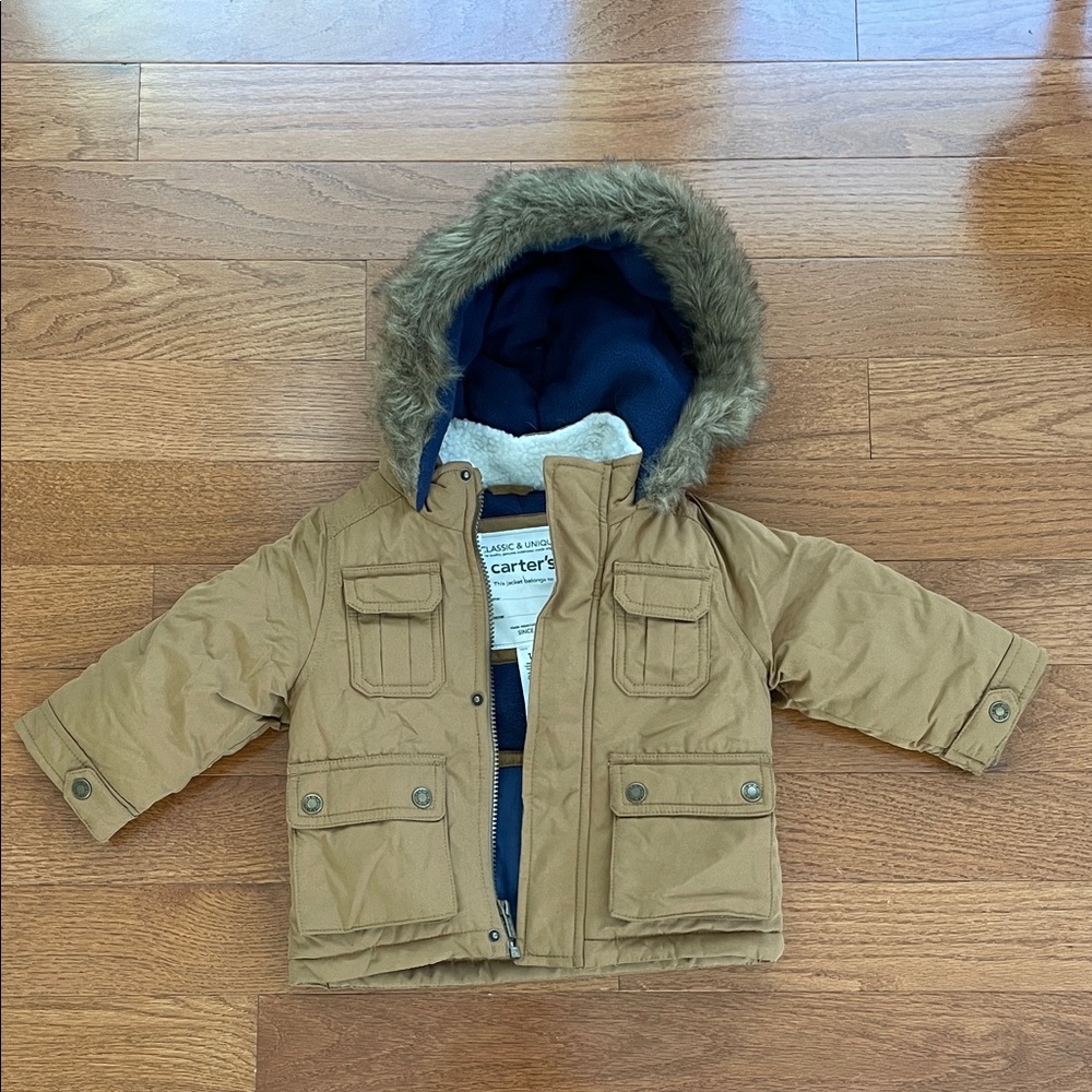 Carter's Brown Hooded Jacket with Faux Fur